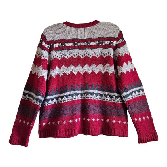 VALERIE STEVENS Women Petite L PL Cardigan Sweater Zip Red Gray Wool Angora 42" - Picture 6 of 6